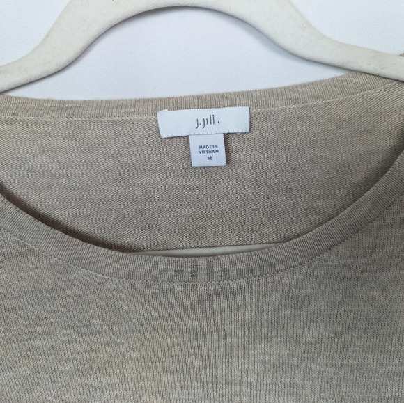 J.Jill Sz. M Crew Neck Weston The Dog Pullover Sweater Beige Heathered Knit Top - Picture 10 of 12